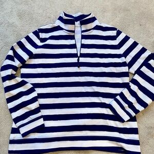 Vinyard Vines All Cotton Breton Striped Navy Blue and White Quarter Zip …